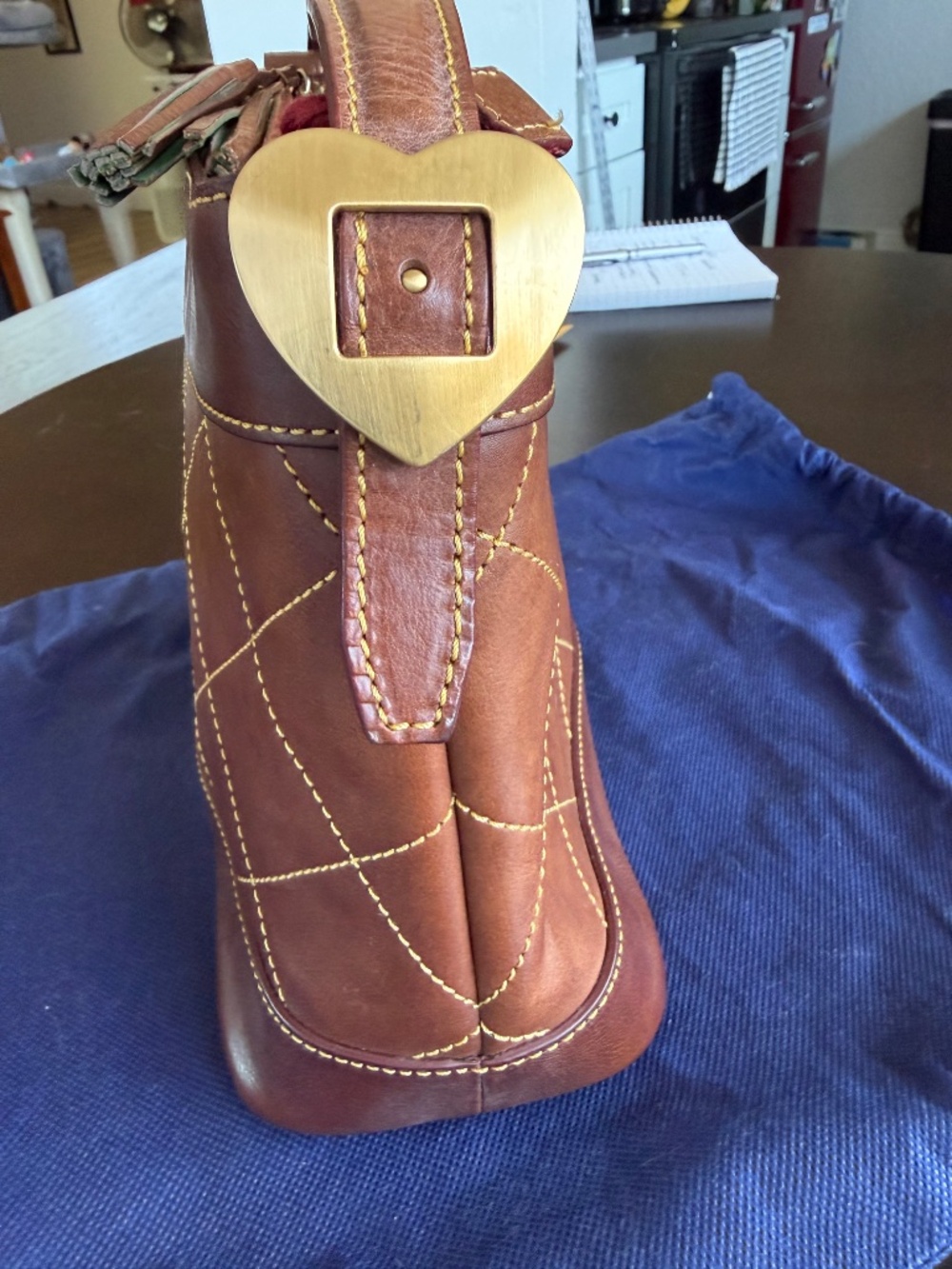 Dooney & Bourke Florentine Chestnut Quilted Leather Shoulder Bag - Picture 6 of 8
